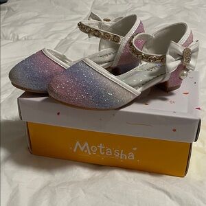 Motasha Kids Sparkly Pink and Purple Dress Shoes